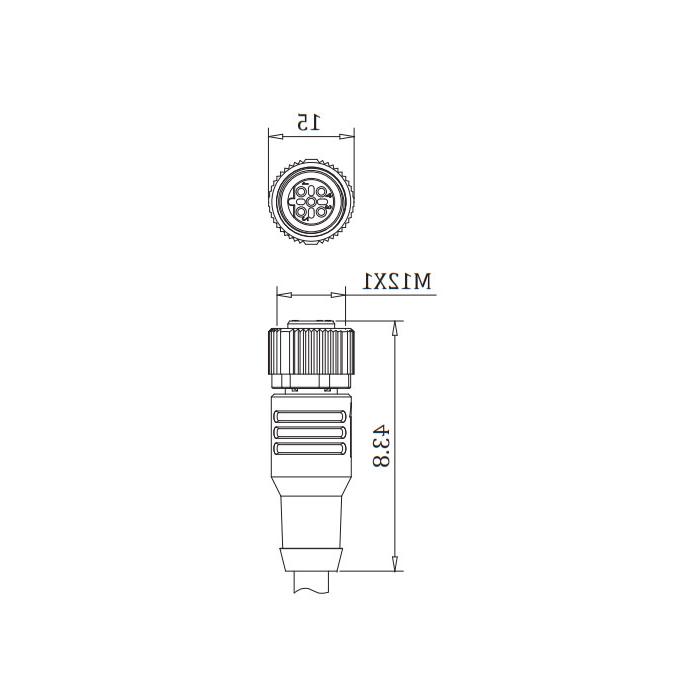 M12 5Pin female straight, B-coded, single-end pre-cast PVC non-flexible cable, shielded, purple sheath, 0C4003-XXX